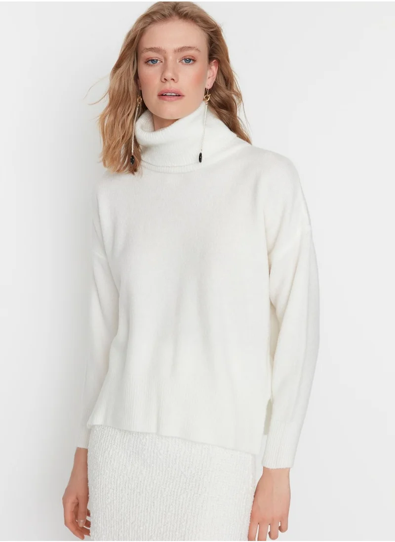 trendyol Roll Neck Textured Sweater