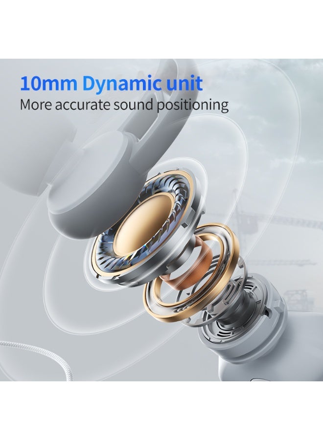 Plextone RX3 SPACESHIP Wired Gaming Earphones with 3.5mm AUX Jack and Lightning Connector for iPhone and iPad with Lightning Port in All Models with Long Noise Cancelling Microphone. Silicone ear hook design, soft, light and comfortable on the ear. Cable length 120cm. Color: Grey. - Image 3