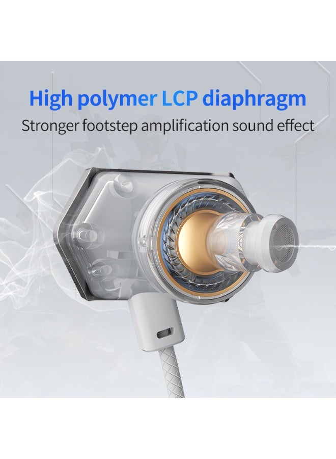 Plextone RX3 SPACESHIP Wired Gaming Earphones with 3.5mm AUX Jack and Lightning Connector for iPhone and iPad with Lightning Port in All Models with Long Noise Cancelling Microphone. Silicone ear hook design, soft, light and comfortable on the ear. Cable length 120cm. Color: Grey. - Image 4