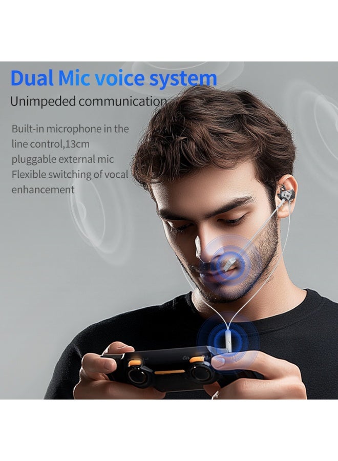 Plextone RX3 SPACESHIP Wired Gaming Earphones with 3.5mm AUX Jack and Lightning Connector for iPhone and iPad with Lightning Port in All Models with Long Noise Cancelling Microphone. Silicone ear hook design, soft, light and comfortable on the ear. Cable length 120cm. Color: Grey. - Image 5