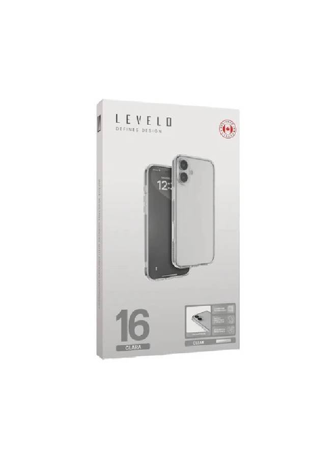 ليفيلو غطاء ليفيلو كلارا الشفاف لهاتف آيفون 16 بزوايا مقاومة للصدمات وتقنية الرؤية الواضحة - شفاف - Image 1