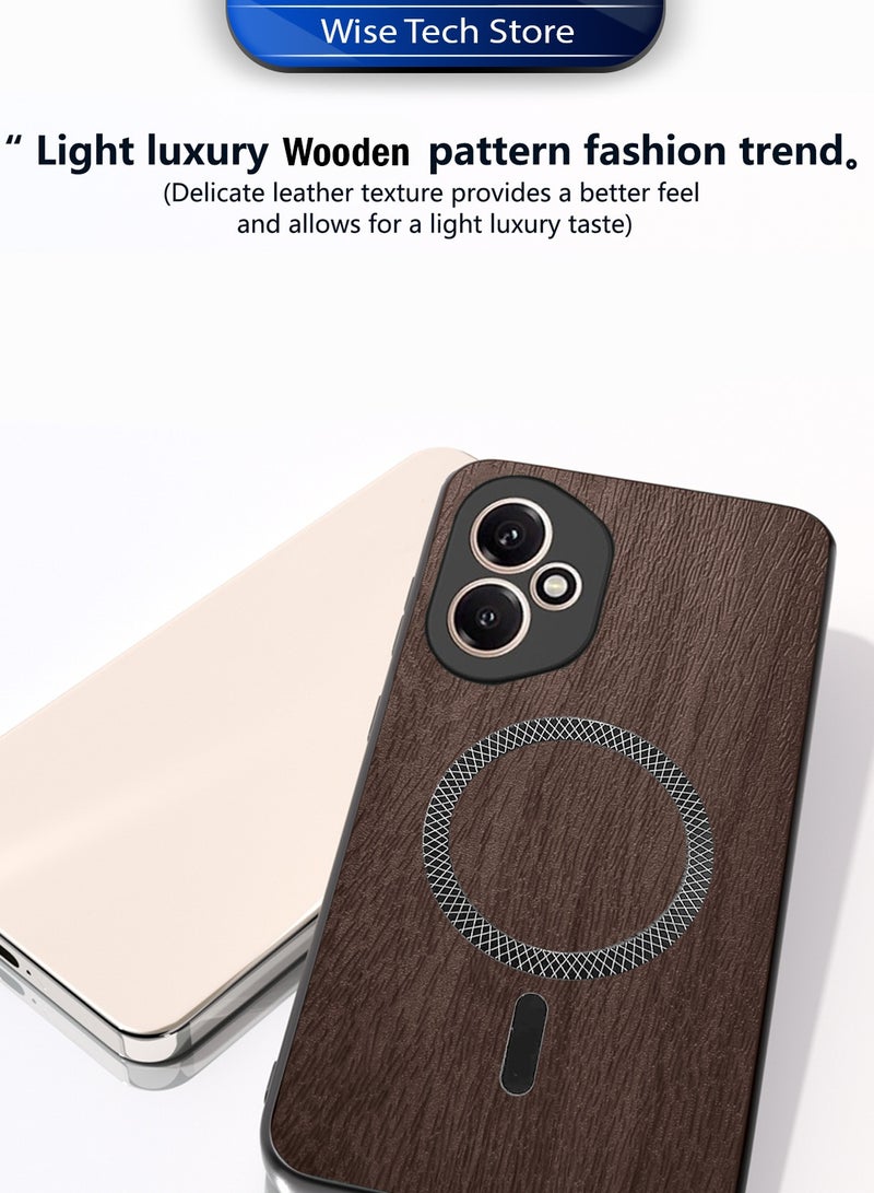 Wtech Honor 400 5G 2025 Wood Texture Strong Magnetic Case Plus Shell Shockproof Magsafe Hard PC Rear Case Cover (MCMPMN) - Walnut Wood - Image 2