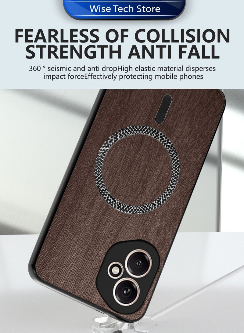 Wtech Honor 400 5G 2025 Wood Texture Strong Magnetic Case Plus Shell Shockproof Magsafe Hard PC Rear Case Cover (MCMPMN) - Walnut Wood - Image 3