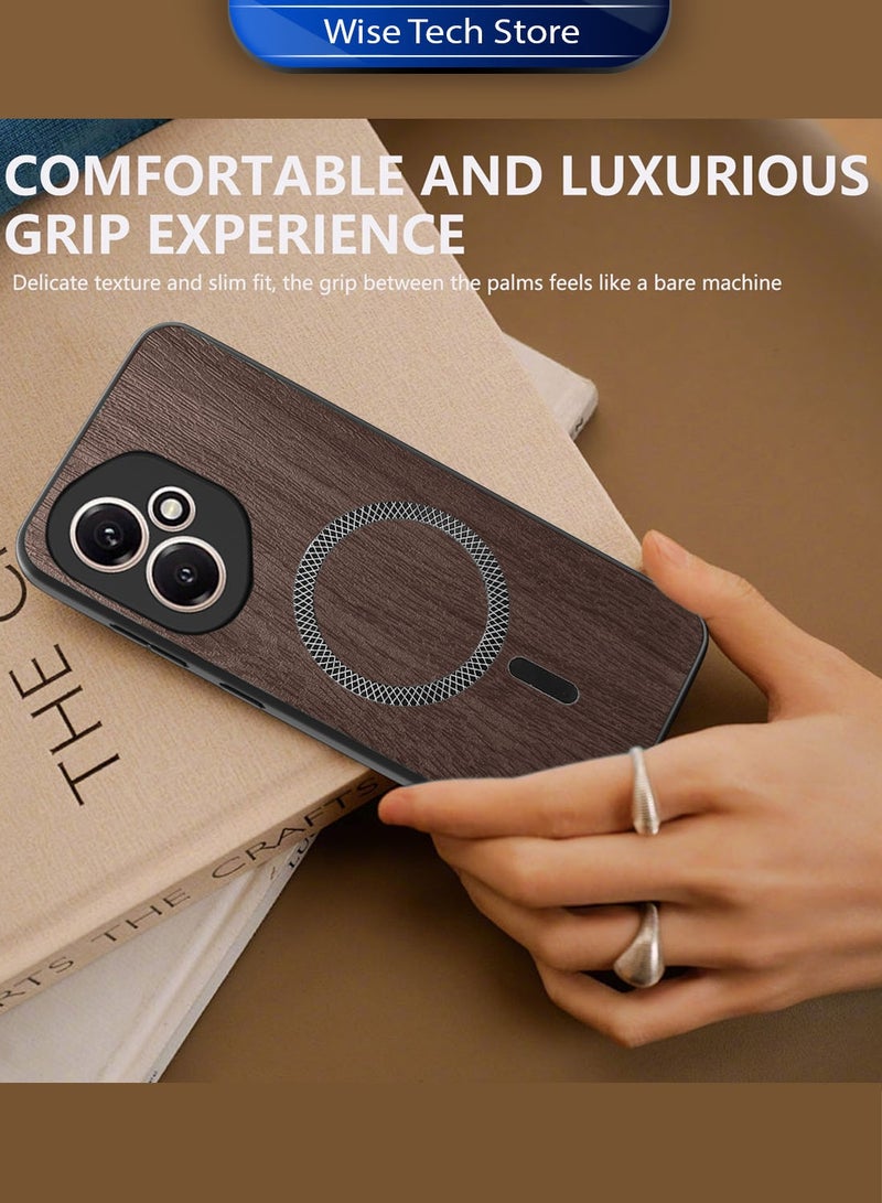 Wtech Honor 400 5G 2025 Wood Texture Strong Magnetic Case Plus Shell Shockproof Magsafe Hard PC Rear Case Cover (MCMPMN) - Walnut Wood - Image 4