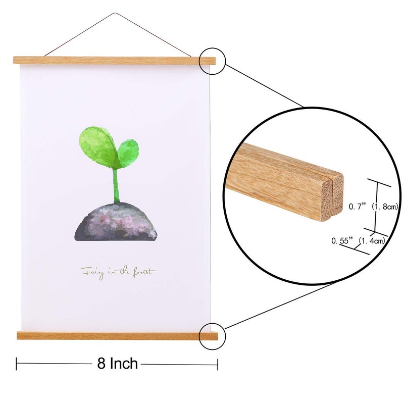 FALAMON Teak Wood Magnetic Poster Frame Hanger for Prints, Photos, Pictures, Maps, Scrolls, and Canvas Artwork - Image 4