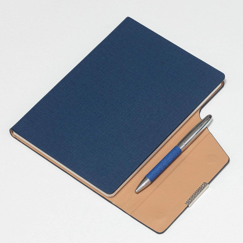 Regal Signature A-5 PU Leather Business Notebook Diary Journal, Magnetic Flap Closure with sleek metal accessory,192 pages, 80 gsm (Indigo Blue) - Image 4