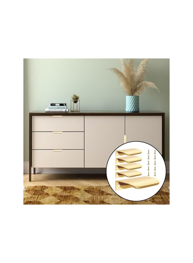 PROMASS 5PCS Brushed Gold Cabinet Drawer Pulls, 3.15" Modern Gold Kitchen Cabinet Handles Sleek Gold Cabinet Tab Pulls Minimalist Drawer Pulls Hidden Tab Cabinet Pulls Concealed Tab Pulls for Closet Door - Image 4
