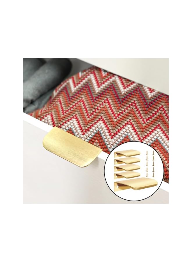 PROMASS 5PCS Brushed Gold Cabinet Drawer Pulls, 3.15" Modern Gold Kitchen Cabinet Handles Sleek Gold Cabinet Tab Pulls Minimalist Drawer Pulls Hidden Tab Cabinet Pulls Concealed Tab Pulls for Closet Door - Image 5