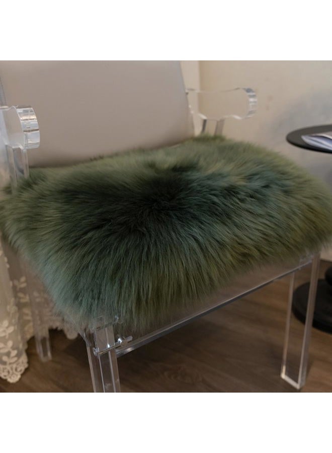 Natural Australian Sheepskin Seat Chair Pad,Soft Wool and Non-Slip Backing Cover for Home Office Chair Computer Chairs, car Seats, Kitchen and Dining Room Square Pack of 1 (Forest Green, 18"×18”) - Image 4