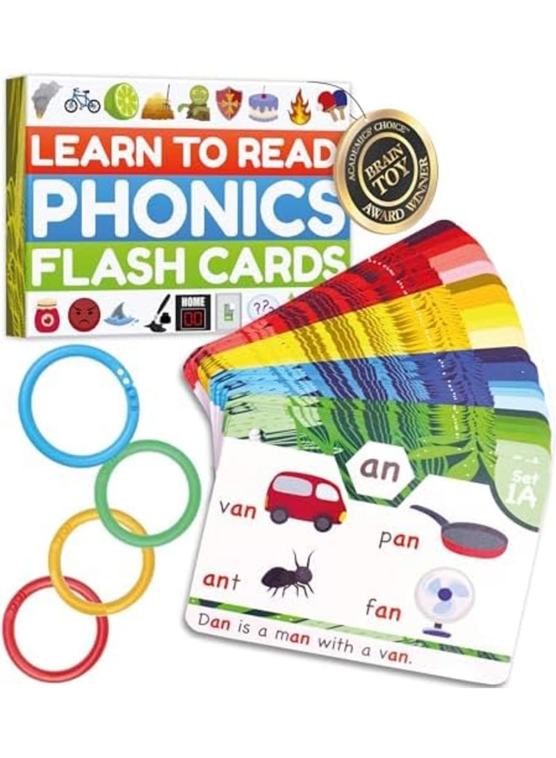 SYOSI English Phonics Flash Cards for Kids, Interactive Reading Learning Kit with Digraphs, CVC Words, Blends, and Long Vowel Sounds, Educational Games for Ages 4-8, Kindergarten to 2nd Grade - Image 1