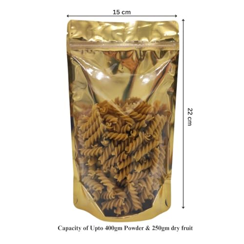 DEERA Gold Semi-Gold Ziplock Stand Up Pouch 150x230mm Pack of 25 - Image 2