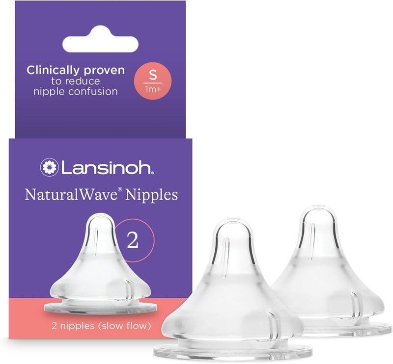 Lansinoh NaturalWave Baby Bottle, Slow Flow, Size 2S, Anti-Colic, 2 Count - Image 1