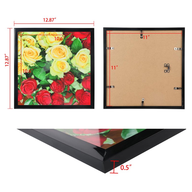 Medog 11 by 11 Picture Frame Without Mat 11x11 Record Album Frame Black 11x11Picture Frame Square11x11 Wall Square Picture Frames (P1M 11"" BA) - Image 4
