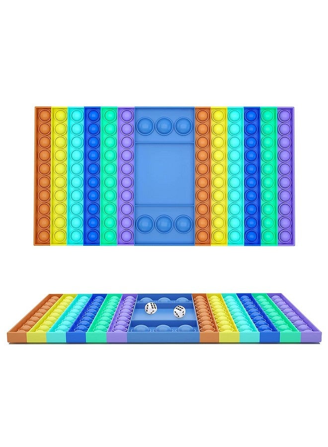 ANG� Big Size Pop Game Fidget Toy, Silicone Bubble Rainbow Chess Board Push Popping Sound Popper Sensory Toys for Parent Child, Interactive Jumbo Stress Anxiety Relief Toy Play with Friends - Image 1