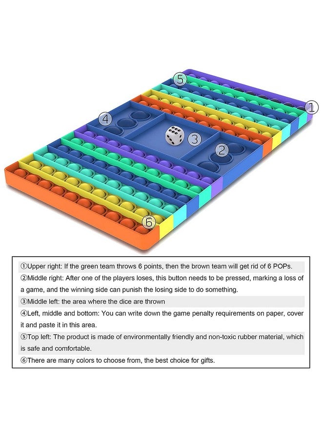 ANG� Big Size Pop Game Fidget Toy, Silicone Bubble Rainbow Chess Board Push Popping Sound Popper Sensory Toys for Parent Child, Interactive Jumbo Stress Anxiety Relief Toy Play with Friends - Image 3