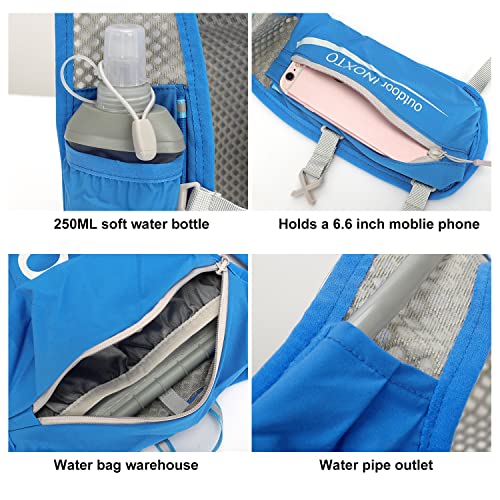 INOXTO Running Hydration Vest Backpack,Lightweight Insulated Pack with 1.5L Water Bladder Bag Daypack for Hiking Trail Running Cycling Race Marathon for Women Men (Blue White) - Image 2