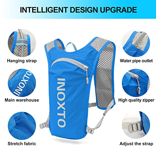 INOXTO Running Hydration Vest Backpack,Lightweight Insulated Pack with 1.5L Water Bladder Bag Daypack for Hiking Trail Running Cycling Race Marathon for Women Men (Blue White) - Image 4