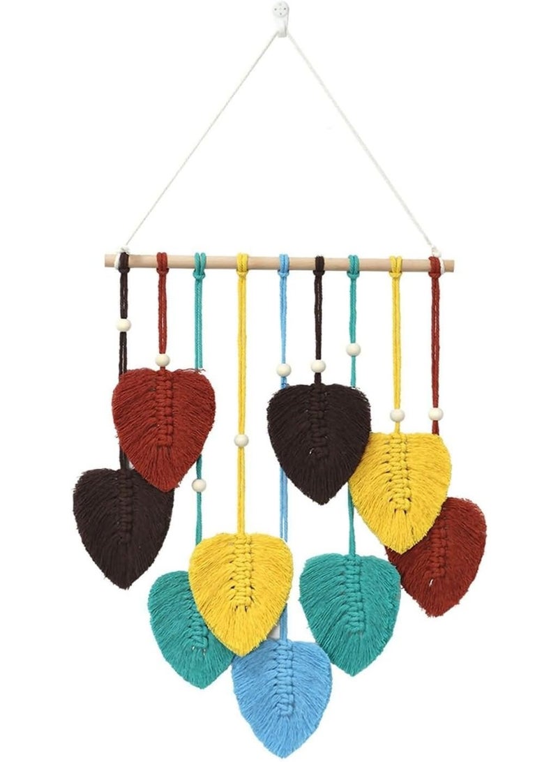 Bluejw Macrame Wall Hanging Nursery Decor Leaves Woven Tapestry Feather Handmade Yarn Tassels Boho Wall Decor for Bedroom Living Room Apartment Home Backdrop - Image 1