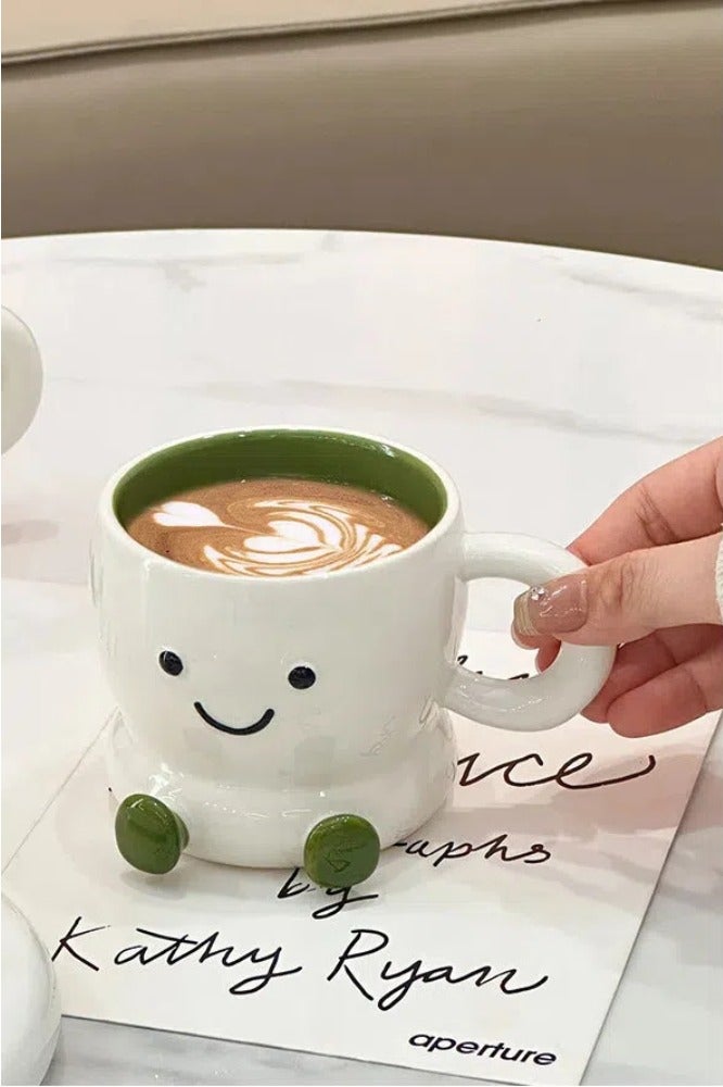 Paraphrase Chubby & Cute Ceramic Coffee Mug 280ml/9.5oz | Perfect for Coffee, Tea & Gifting | Pang Pang Series, Matcha Green - Image 1