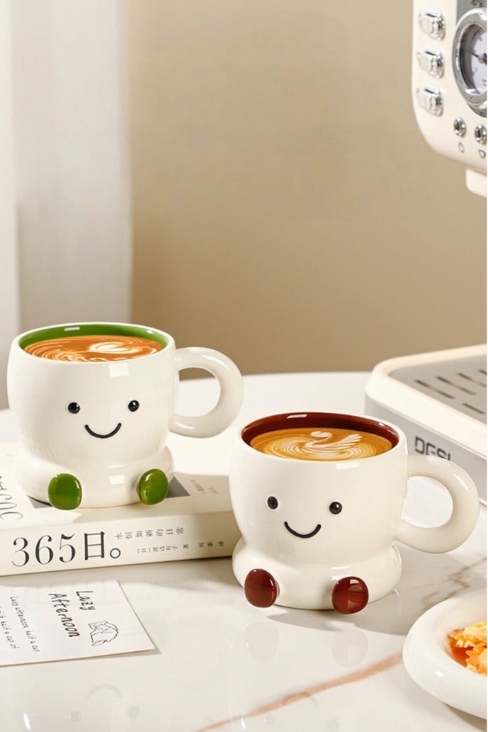 Paraphrase Chubby & Cute Ceramic Coffee Mug 280ml/9.5oz | Perfect for Coffee, Tea & Gifting | Pang Pang Series, Matcha Green - Image 2