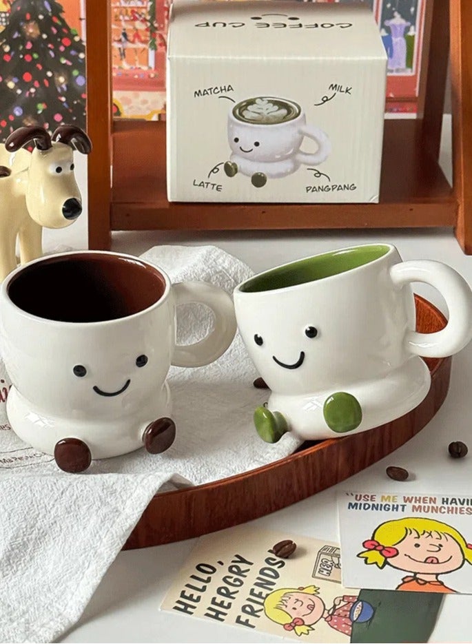 Paraphrase Chubby & Cute Ceramic Coffee Mug 280ml/9.5oz | Perfect for Coffee, Tea & Gifting | Pang Pang Series, Matcha Green - Image 4