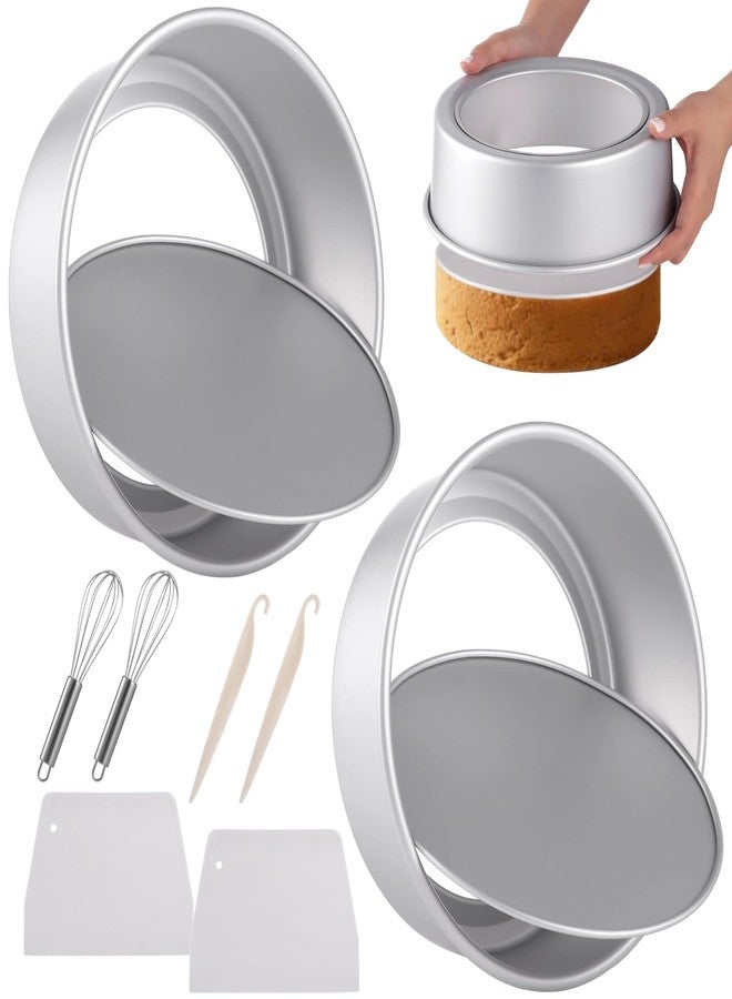 DORMIYA 2 Pcs 9.5" Round Cake Pans, Anodized Aluminum Alloy Cake Molds with Removable Bottom, Leak-proof Cheesecake Pans with Whisks, Scrapers, and Demolding Knives for Daily Baking - Image 2