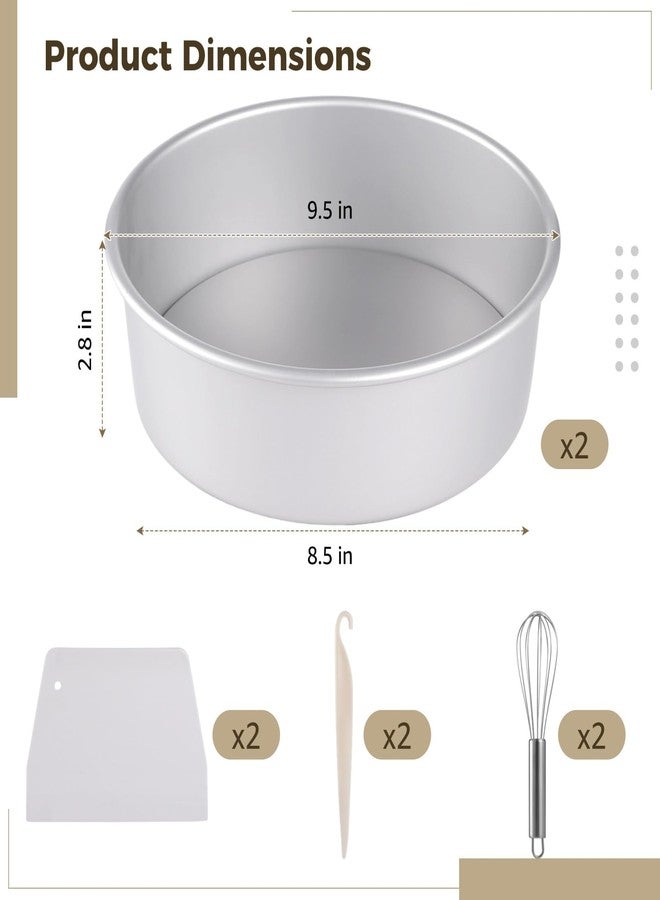 DORMIYA 2 Pcs 9.5" Round Cake Pans, Anodized Aluminum Alloy Cake Molds with Removable Bottom, Leak-proof Cheesecake Pans with Whisks, Scrapers, and Demolding Knives for Daily Baking - Image 5