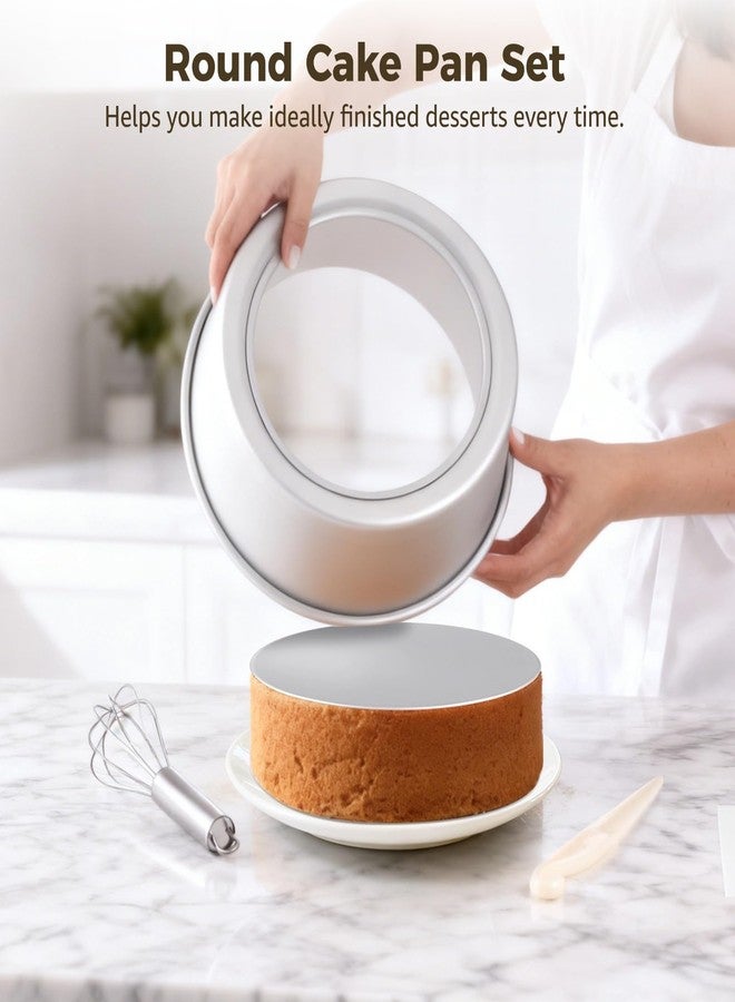 DORMIYA 2 Pcs 9.5" Round Cake Pans, Anodized Aluminum Alloy Cake Molds with Removable Bottom, Leak-proof Cheesecake Pans with Whisks, Scrapers, and Demolding Knives for Daily Baking - Image 3
