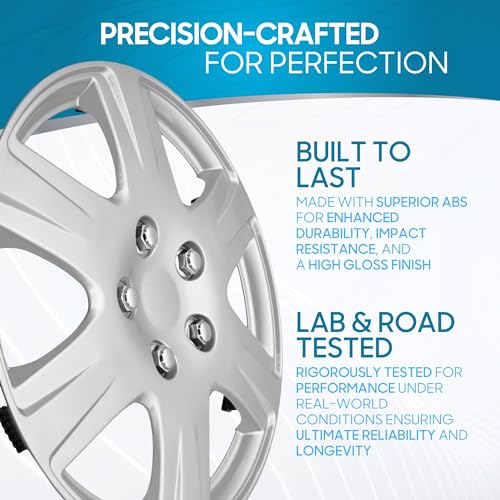 BDK Set of 4 15" Inch Rims Hubcaps Automotive Car Wheel Hub Caps Wheel Covers, Snap-On Direct OEM Replacement Toyota, Honda, Nissan, Ford, Mazda, Chevrolet, Mitsubishi, Kia, Hyundai, Volvo, BMW - Image 2