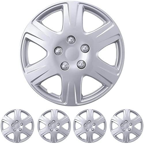 BDK Set of 4 15" Inch Rims Hubcaps Automotive Car Wheel Hub Caps Wheel Covers, Snap-On Direct OEM Replacement Toyota, Honda, Nissan, Ford, Mazda, Chevrolet, Mitsubishi, Kia, Hyundai, Volvo, BMW - Image 1