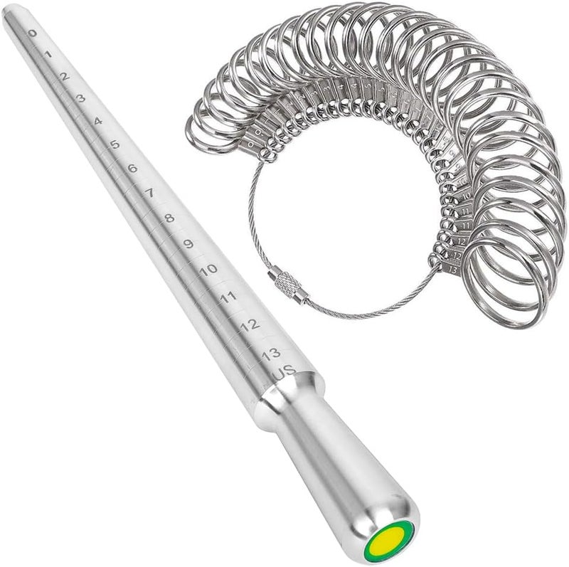 PHYHOO Ring Sizer Measuring Tool Metal Ring Mandrel Ring Measurer and Ring Sizer Women Men Ring Sizing Kit Finger Ring Size Measure Jewelry Measurement - Image 1