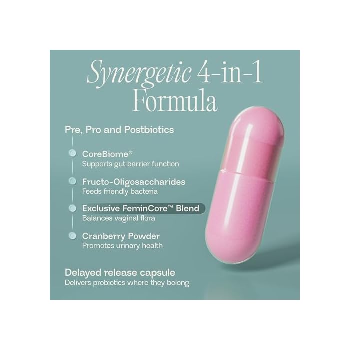 BIOMA Feminine Health Synbiotic - Women's Health Supplement for Healthy Vaginal pH, Urinary Tract & Digestive Support - with Probiotics, Cranberry & Tributyrin - 60 Capsules (30-Day Supply) - Image 3