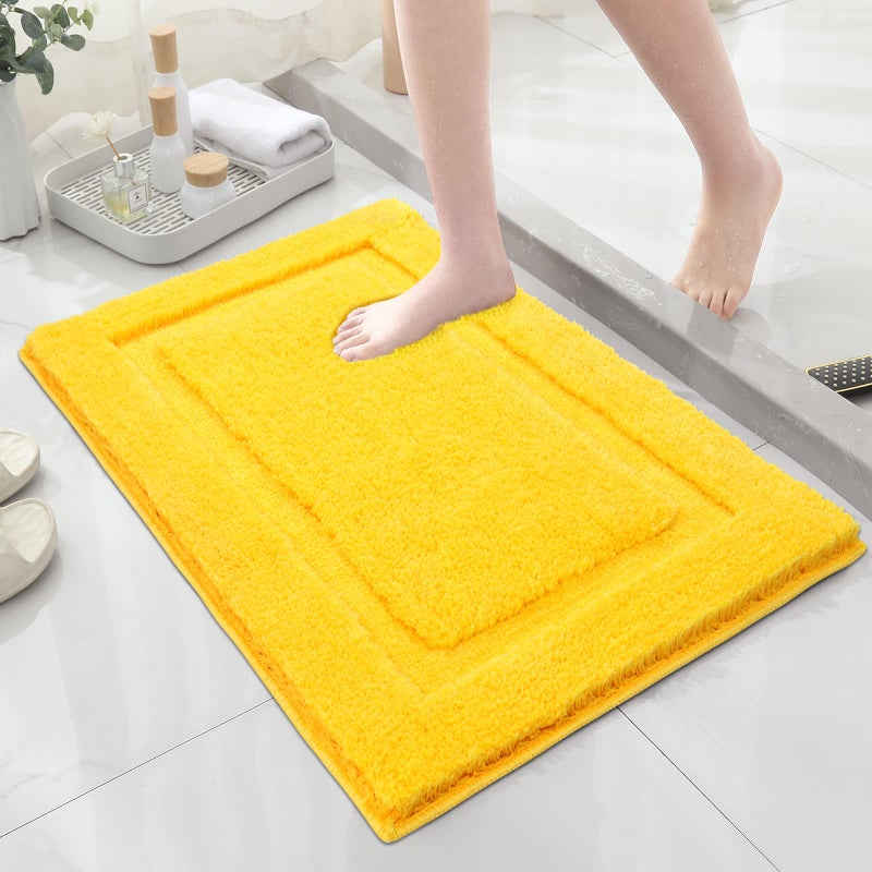 SHACOS Super Soft Bathroom Rug 20x32 Non Slip Washable Bath Mat Microfiber Absorbent Bath Rug for Bathroom Indoor Doormat Shower Tub 20x32 Yellow