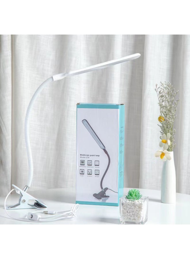 Eye Protection Dimming Clip Double Head Lamp Multifunctional Learning Table Lamp Bedside Reading Table Lamp Folding Lighting Table Lamp-Specifications:Clip Double-ended Usb Desk Lamp White (color Box Packaging)  - Image 5