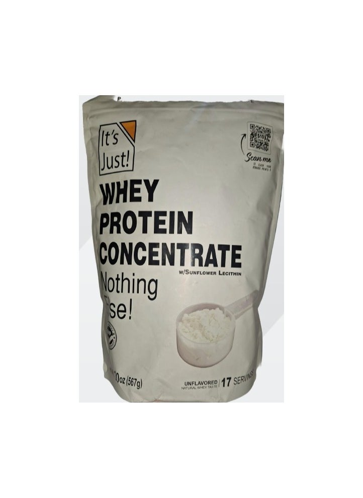 It's Just! 100% Whey Protein Concentrate, Made In Usa, Premium Wpc-80, No Added Flavors Or Artificial Sweeteners (Original/Unflavored, 20Oz) 