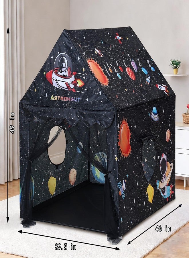 Lucky castle خيمة لعب سوداء للأطفال بتصميم فضائي، كبيرة وقابلة للطي، مزودة بنوافذ، خيمة لعب محمولة وخفيفة الوزن للاستخدام الداخلي والخارجي، هدية مثالية. - Image 2