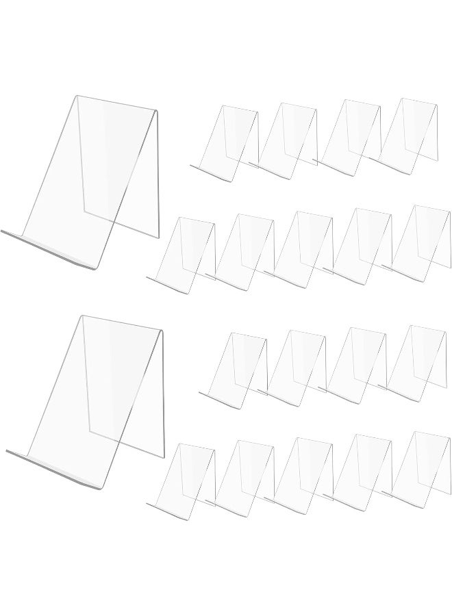 TPGP 20 Pieces Acrylic Book Stand 13 x 11.5 x 10 cm Transparent Easel Book Display Stand for Magazine Brochures Menus Card - Image 1