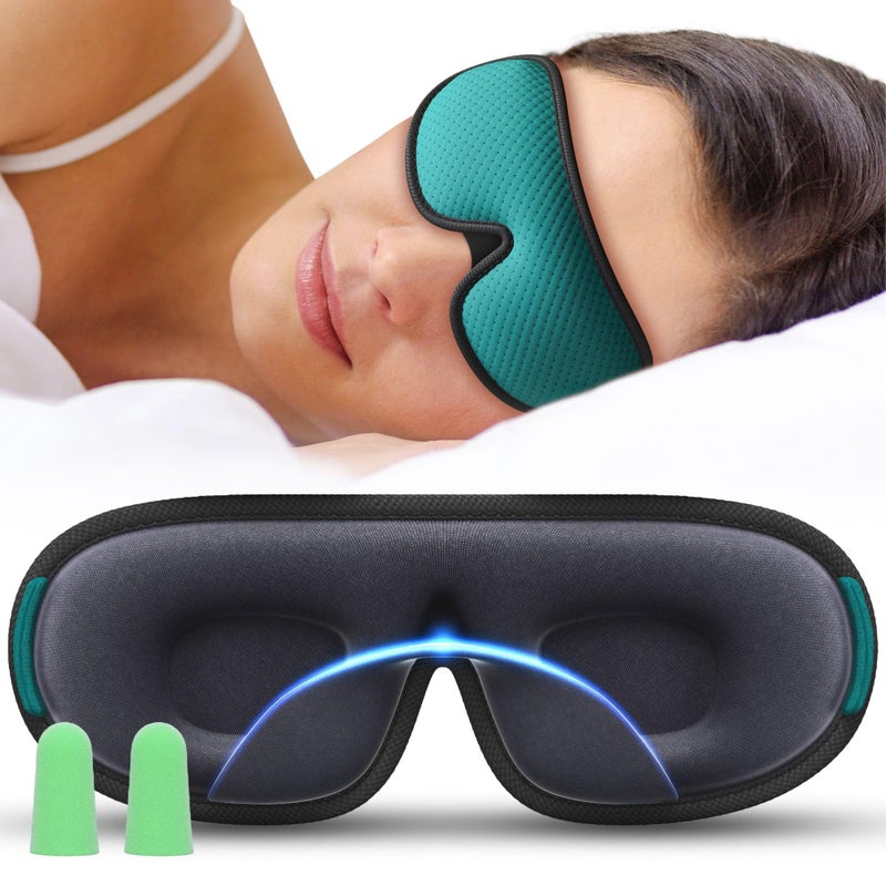 Medi Grade Cotton Sleep Mask with 3D Eye Memory Foam - Travel Sleeping Mask for Women and Men with 2 Ear Plugs and Storage Bag - Blackout Light Blocking - Image 1