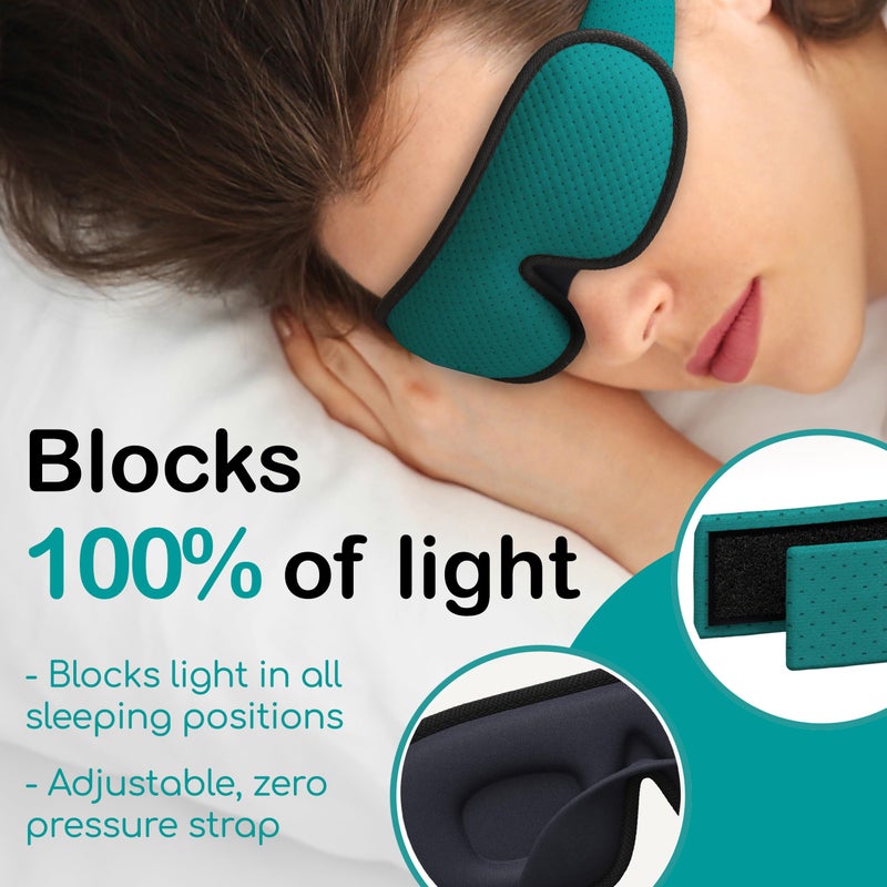 Medi Grade Cotton Sleep Mask with 3D Eye Memory Foam - Travel Sleeping Mask for Women and Men with 2 Ear Plugs and Storage Bag - Blackout Light Blocking - Image 3