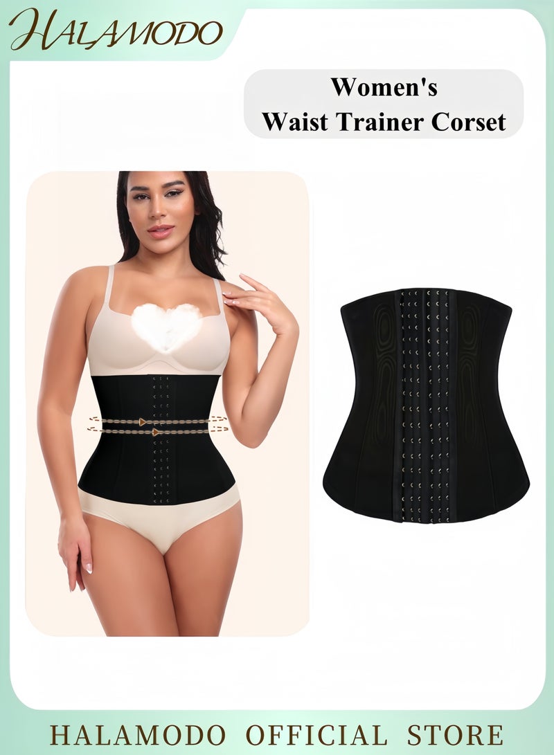 هالامودو مدرب خصر للنساء للارتداء اليومي كورسيه تحكم البطن مع عظام فولاذية مشد الجسم مع خطافات قابلة للتعديل لفقدان الوزن - Image 1