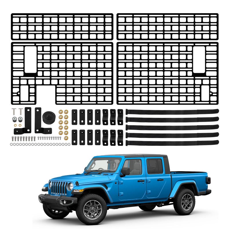 Utiiy Side Molle Panel Compatible with 20192024 Jeep Gladiator JT Bed Storage Cargo Rack Truck Bed Organizer No Drilling Fits for Gladiator Accessories