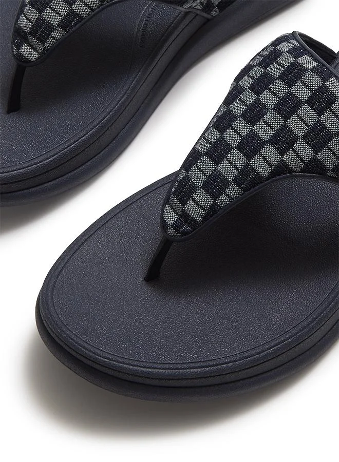 Fitflop F-MODE GO ADJ. CHECKERBOARD-DENIM TOE-POST SANDALS