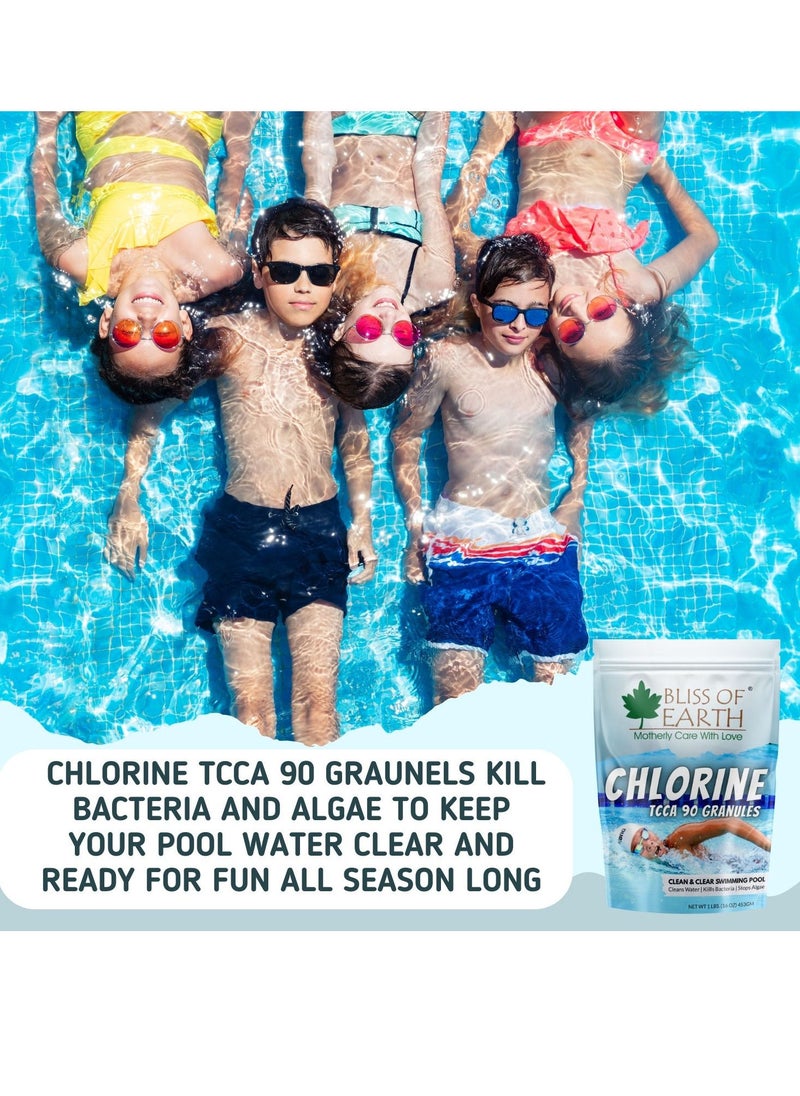 BLISS OF EARTH - Bliss of Earth Japanese Chlorine Powder for Pool, Clean & Clear Swimming Pool, Kills Bacteria & Stops Algae, Pool Disinfectant Granular Chlorine 2x907gm - Image 1