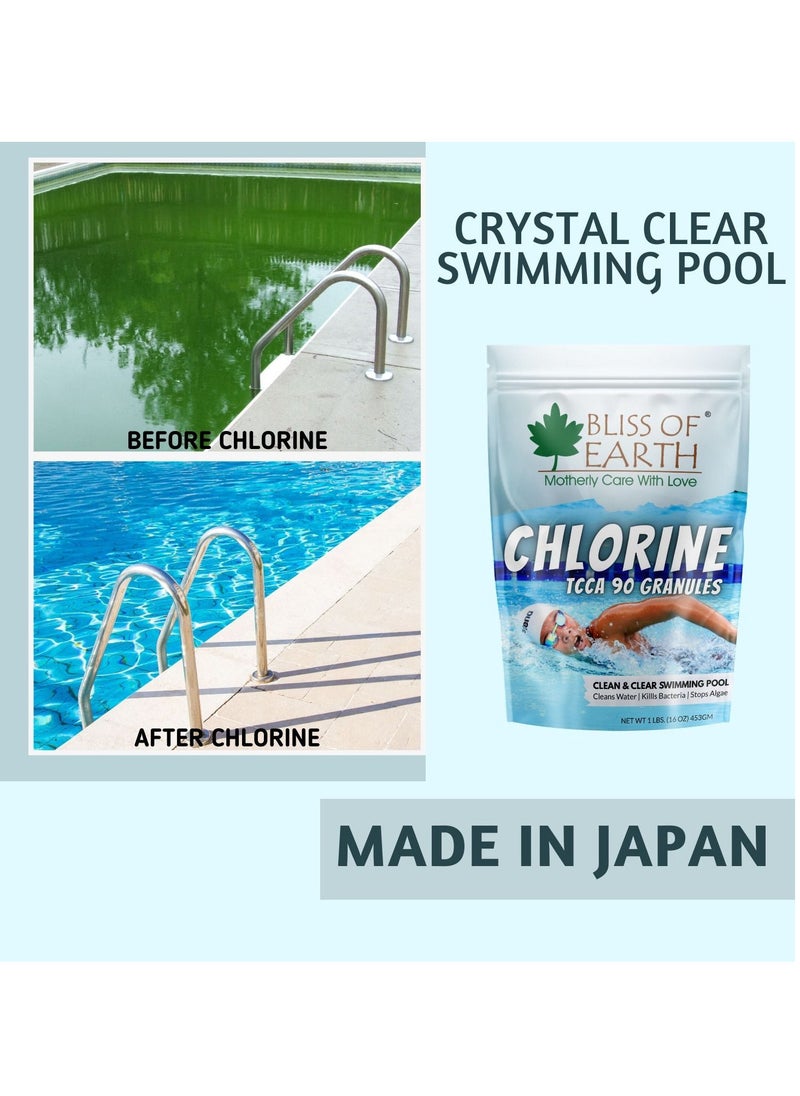BLISS OF EARTH - Bliss of Earth Japanese Chlorine Powder for Pool, Clean & Clear Swimming Pool, Kills Bacteria & Stops Algae, Pool Disinfectant Granular Chlorine 2x907gm - Image 1