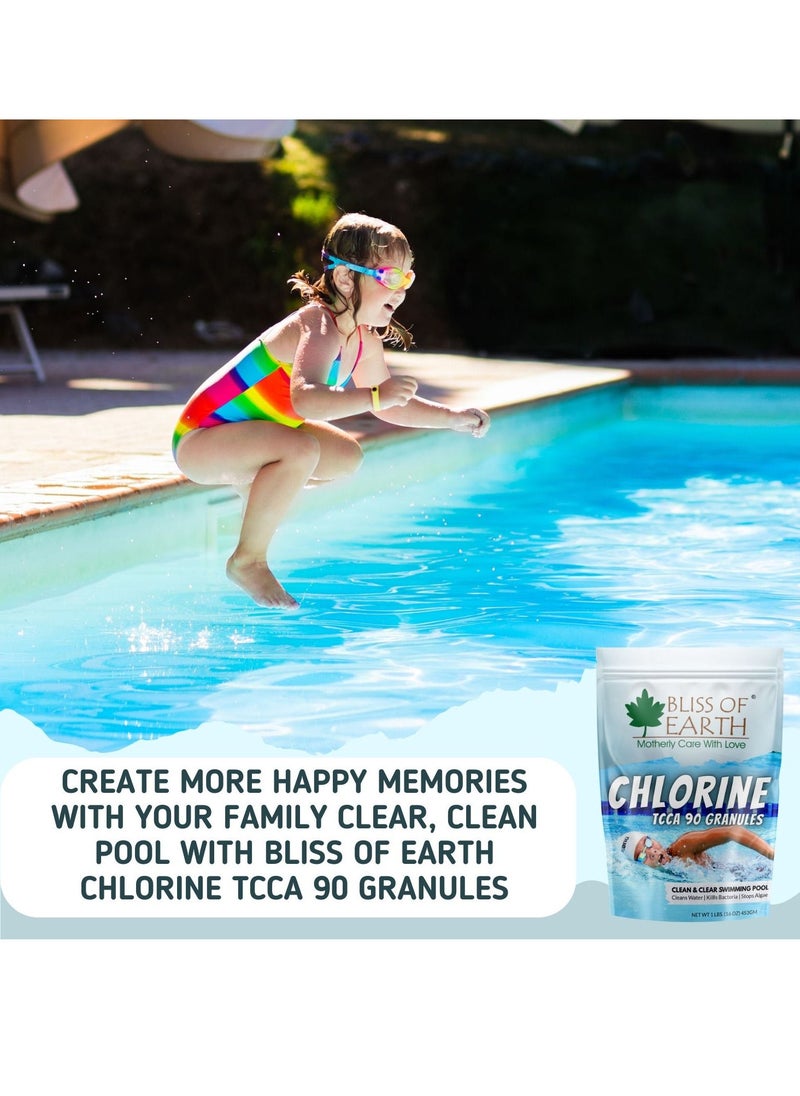 BLISS OF EARTH - Bliss of Earth Japanese Chlorine Powder for Pool, Clean & Clear Swimming Pool, Kills Bacteria & Stops Algae, Pool Disinfectant Granular Chlorine 2x907gm - Image 1
