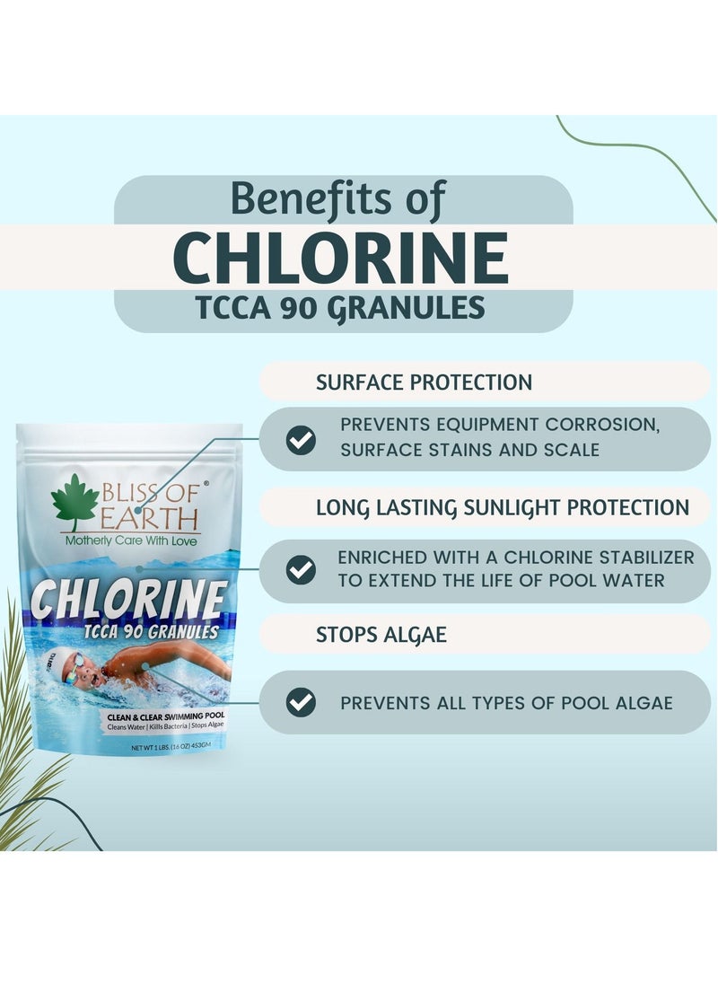 BLISS OF EARTH - Bliss of Earth Japanese Chlorine Powder for Pool, Clean & Clear Swimming Pool, Kills Bacteria & Stops Algae, Pool Disinfectant Granular Chlorine 2x907gm - Image 1