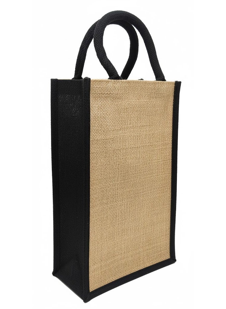 12 PIECES - Natural Wine Bottle Jute Bag with/without Button Closure, Woven Handles (Without Button) 20 X 35 X 10 - Image 2