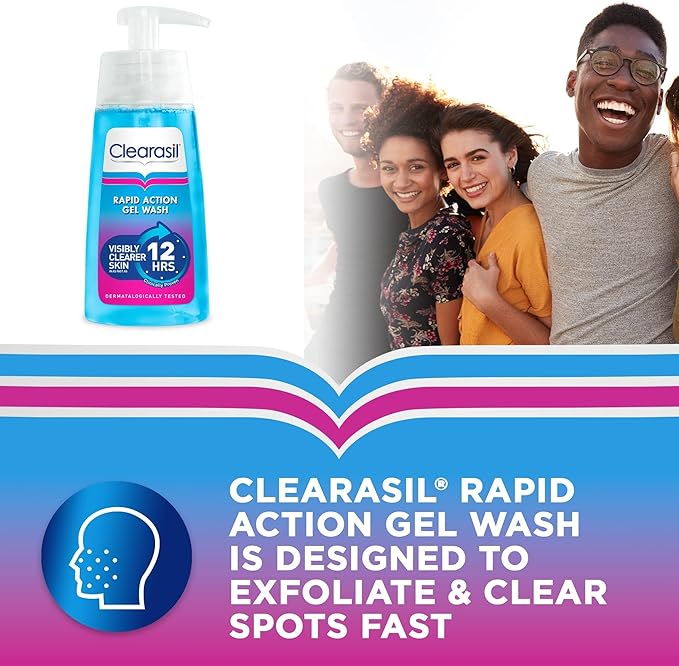 Clearasil غسول الوجه المقشر من كليراسيل 150 مل جل حمض الساليسيليك لعلاج حب الشباب وعلاج البقع لغسول الوجه للبشرة الحساسة التحكم في الزيت يعمل بسرعة يقلل الاحمرار علاج البقع العناية بالبشرة - Image 2