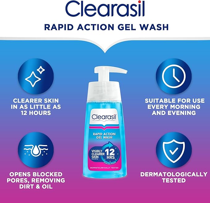 Clearasil غسول الوجه المقشر من كليراسيل 150 مل جل حمض الساليسيليك لعلاج حب الشباب وعلاج البقع لغسول الوجه للبشرة الحساسة التحكم في الزيت يعمل بسرعة يقلل الاحمرار علاج البقع العناية بالبشرة - Image 4