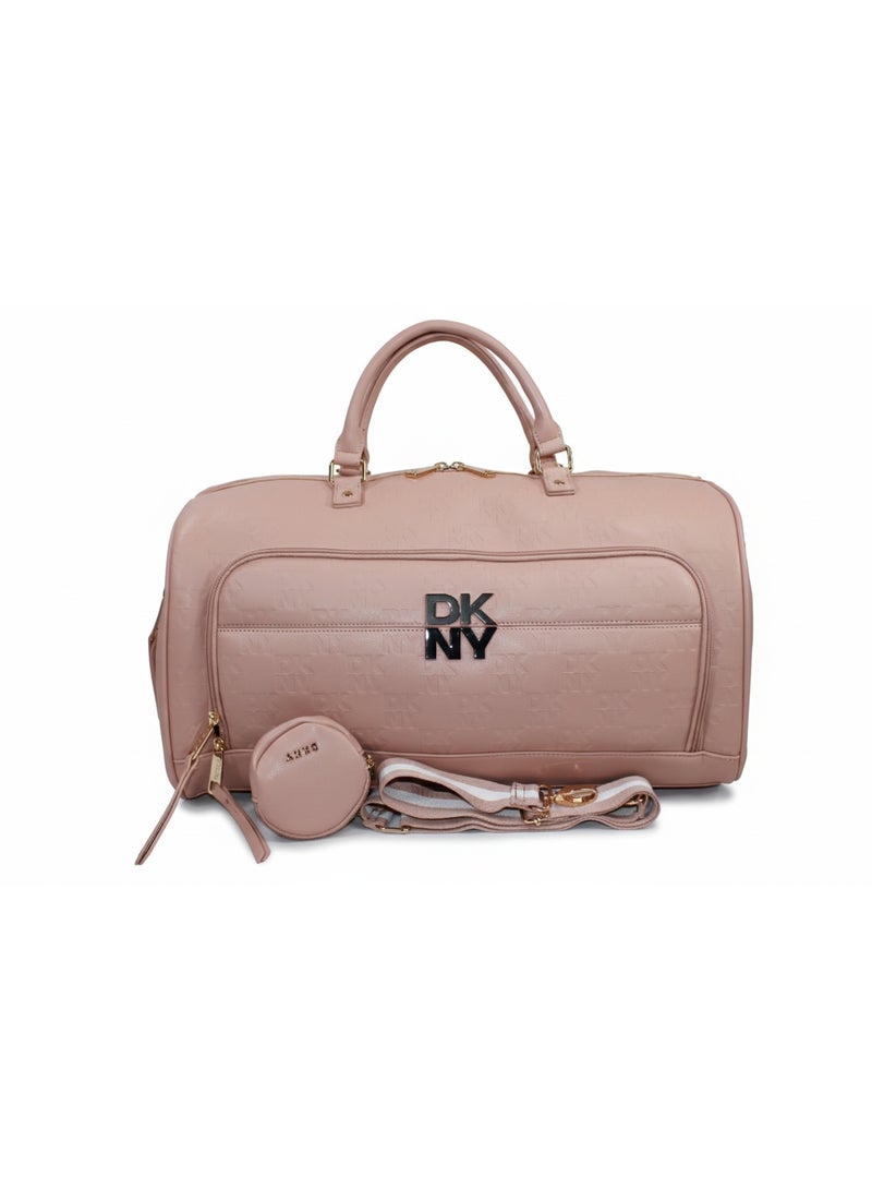 DKNY Checkerboard Softside Duffle Bag | Color Pink - Image 1